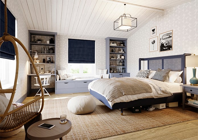 Faux Suede, Navy - Roman Blind - Image 7